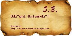 Sághi Balambér névjegykártya